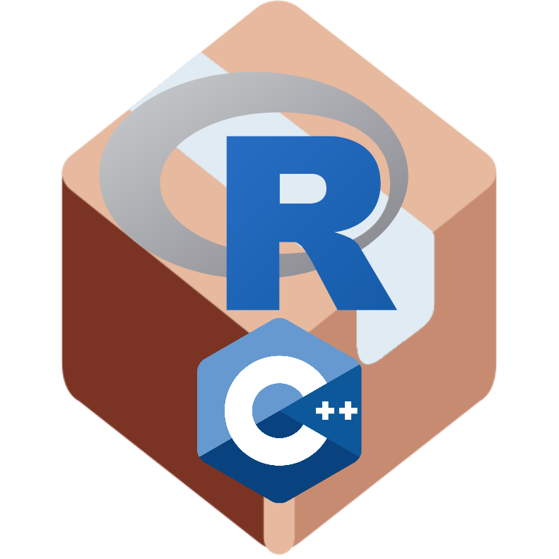 Graphic showing R and C++ logo inside the package icon